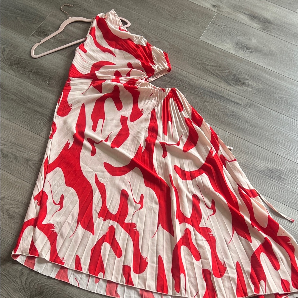 Red and White Patterned Dress